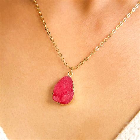 Bright Pink Necklace Etsy