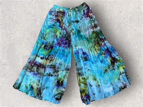 Womens Xl Tie Dye Wide Legged Pants Hand Dyed Ice Dye High Waisted