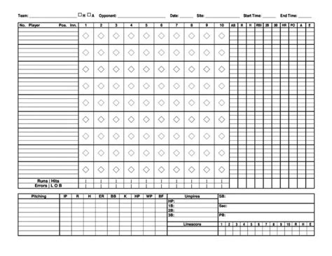 Más de 30 plantillas imprimibles de anotaciones de béisbol tarjetas de