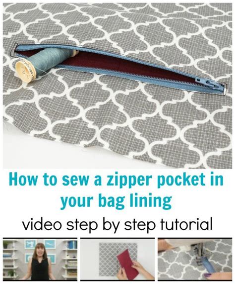 How To Add A Zipper Pocket To Your Bag Lining Video Sew Modern Bags