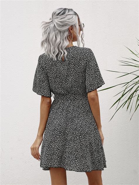 SHEIN VCAY Allover Print Belted A Line Dress SHEIN UK