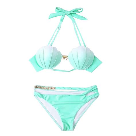 Mermaid Sea Shell Bikini Pearl String Swimmer Swimsuit Kawaii Babe