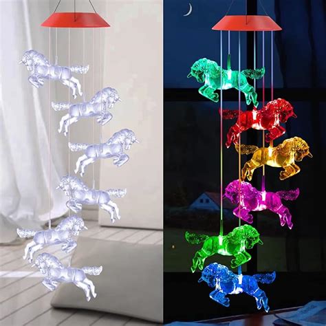 Solar Horse Wind Chimes Color Changing Horses Wind Chime