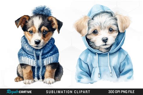 Watercolor Puppies Clipart Sublimation Graphic By Regulrcrative