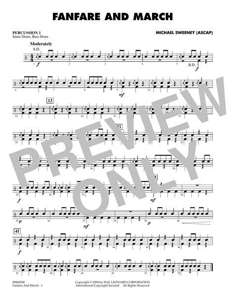 Fanfare And March Percussion 1 By Michael Sweeney Sheet Music For