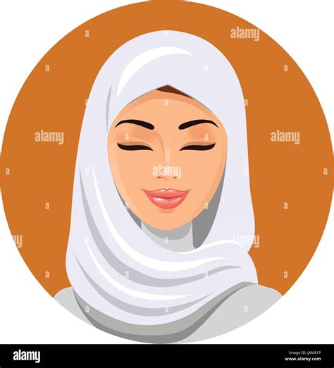 Beautiful Muslim Woman In Hijab Closing Her Eyes Vector Flat Icon