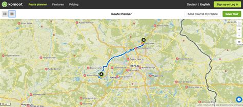 Fullscreen version of the map in the route planner on the website – komoot