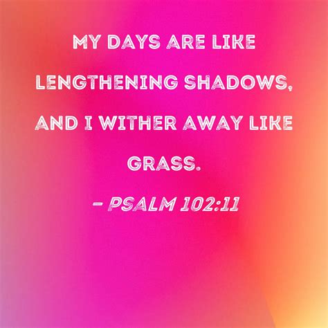 Psalm My Days Are Like Lengthening Shadows And I Wither Away