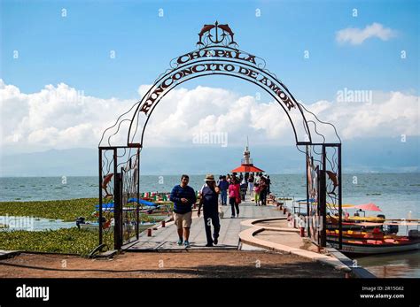 People Walking At The Pier Of Lake Chapala Mexico Stock Photo Alamy