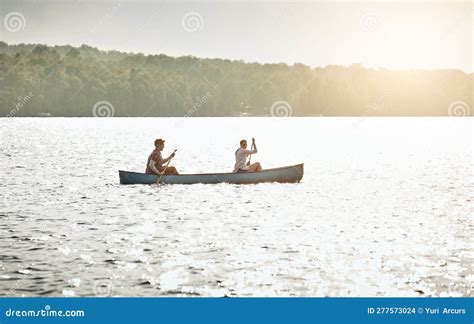 Nothing Says Relax Like A Canoe Ride On The Lake A Young Couple Going