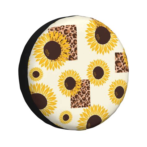 Xmxy Sunflower Leopard Flower Spare Tire Cover Universal Waterproof