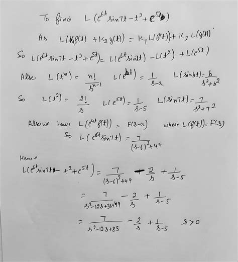 Solved Use The Laplace Transform Table And The Linearity Of The