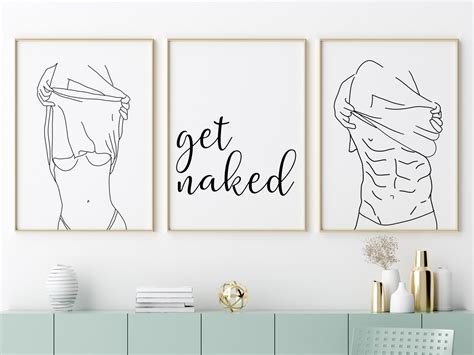 Get Naked Sign Print Set Get Naked Wall Art Poster Bathroom Etsy