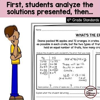 GCF And LCM Word Problem Error Analysis Worksheets For 6th Grade Math