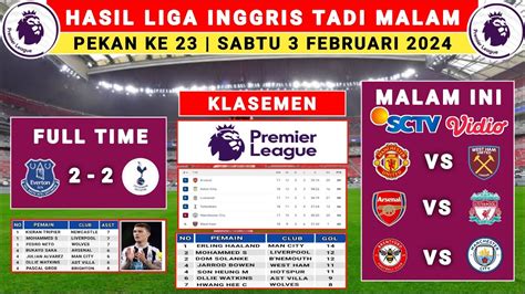 Hasil Liga Inggris Tadi Malam Everton Vs Tottenham Liga Inggris