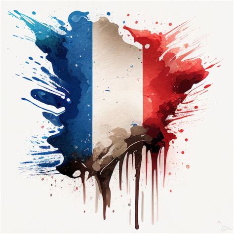 Bandeira Francesa Em Estilo Aquarela Por Generative Ai Foto Premium