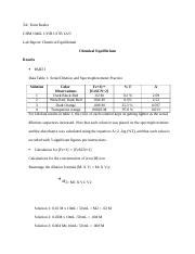 Equilibrium Lab Report Docx TA Trent Keeler CHM 1046L U15B U17B 1225