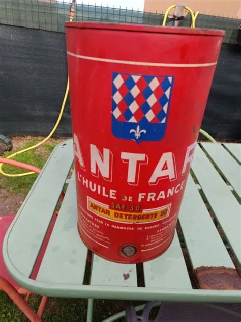 Ancien Bidon Huile Antar Litres Cm De Haut De Diam Tre Vintage