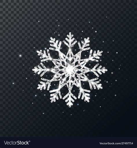 Silver glitter snowflake on transparent background