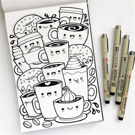 Kawaii Coffee Free Colouring Page Doodle Drawings Doodle Art The Best