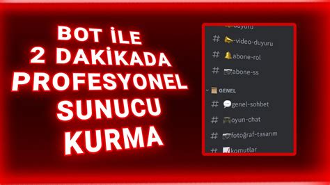 DİSCORD 2 DAKİKADA İLE PROFESYONEL SUNUCU KURULUMU 2023 YouTube