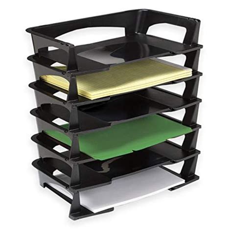 Office Depot Stacking Desk Trays, 2 1/2in.H x 15 1/4in.W x 8 3/4in.D, Black, Pack of 6 ...