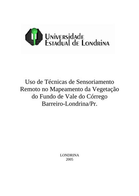 PDF Uso de Técnicas de Sensoriamento Remoto no Mapeamento da O