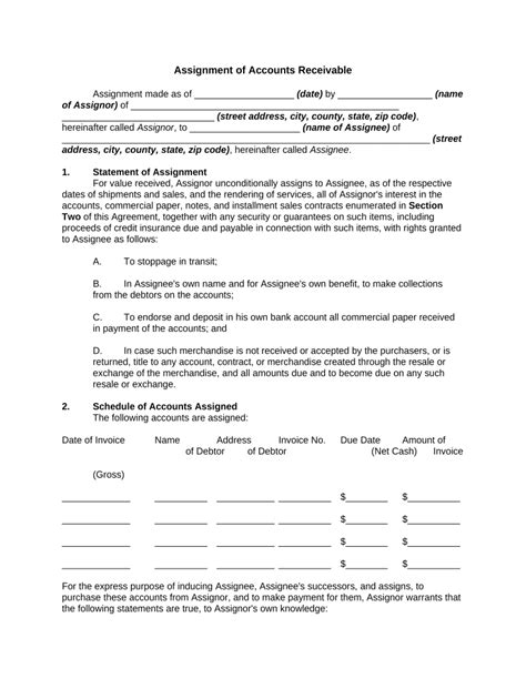 Assignment Of Accounts Receivable Form Fill Out And Sign Printable Pdf Template Airslate Signnow