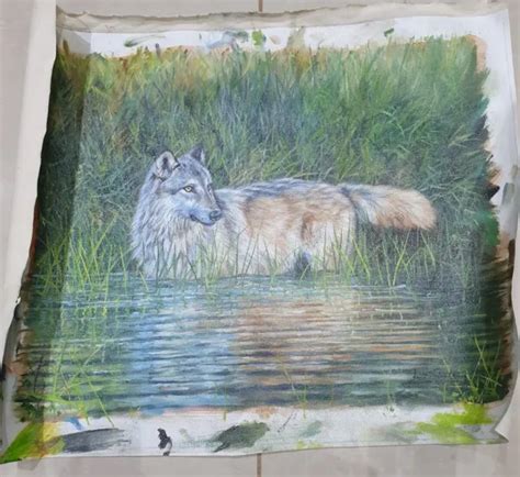 Original Oil Painting By Artist David Stribbling Grey Wolf