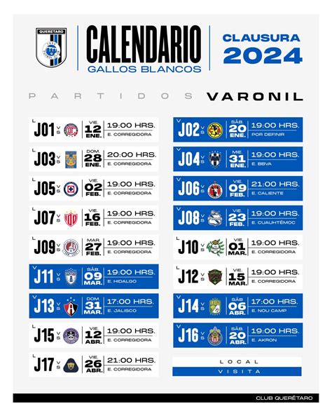 Conoce el calendario de Querétaro para el Clausura 2024 Instante Gallos