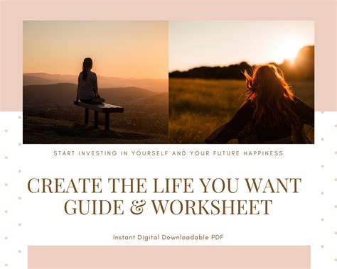 Create The Life You Want Guide Fillable PDF Worksheet Life Etsy