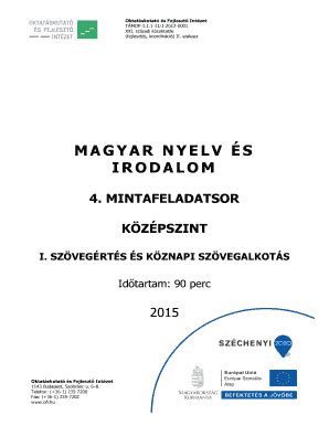 Fillable Online Ofi Magyar Nyelv S Irodalom 4 Mintafeladatsor K Z