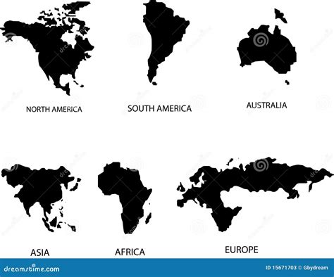 Continents Map Stock Vector Illustration Of America 15671703