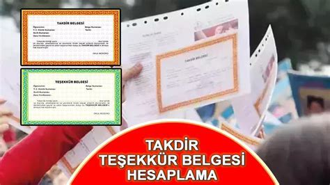 Takdir teşekkür belgesi hesaplama 2 dönem MEB Ortaokul lise takdir