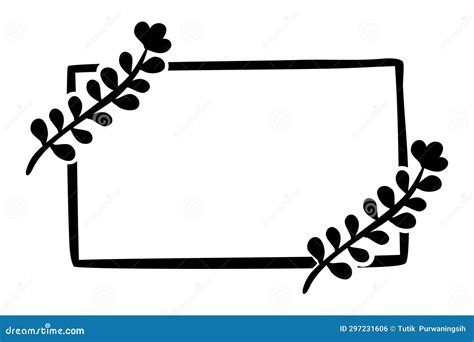 Rectangle Sketch Hand Drawing Black Outline On White Background Vector Illustration