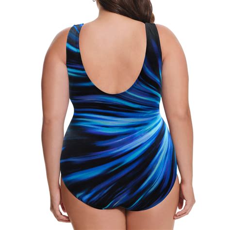 Longitude Swimsuit Plus Size One Piece Swimsuit Tank Sound Wave Blu