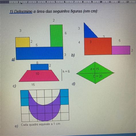 Determine A área Das Seguintes Figuras Em Cm