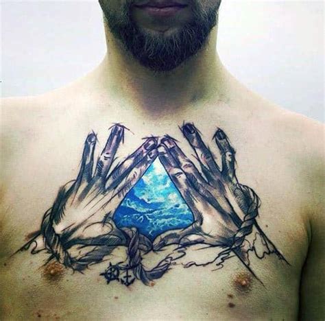 50 Cloud Chest Tattoos For Men Blue Sky Ink Design Ideas