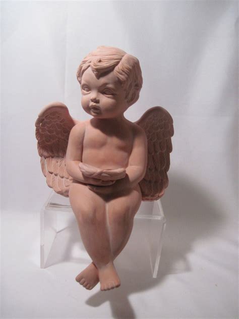 Angel Cherub Shelf Sitter Terra Cotta Ceramic Figurine Garden Indoor