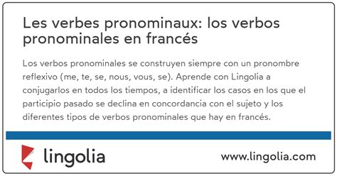 Les Verbes Pronominaux Los Verbos Pronominales En Francés