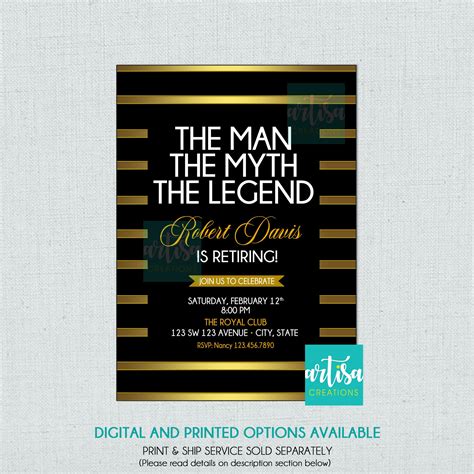 The Man The Myth The Legend Retirement Invitation For Men Man Etsy Retirement Invitations