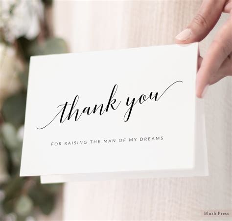 Thank You For Raising The Man Of My Dreams Card Printable Etsy