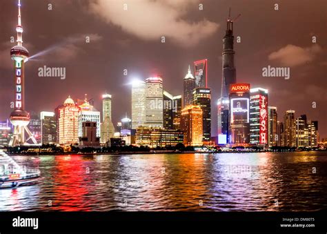 With Spectacular Neon Lights Illuminating All Buildings Hi Res Stock