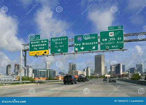 Miami Downtown Florida Road Signs Stock Photo Image Of Line Biscayne