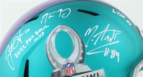 2022 Pro Bowl Logo Full-Size Speed Helmet Signed By (8) with Justin Herbert, Aaron Rodgers ...