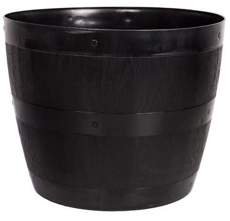 Large Barrel Tub Planter Massive Black Plastic Flower Plant Pot Ram Planting Flowers