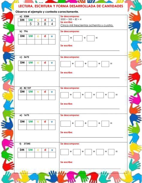 Lectura Escritura Y Notacion Desarrollada De Cantidades Worksheet