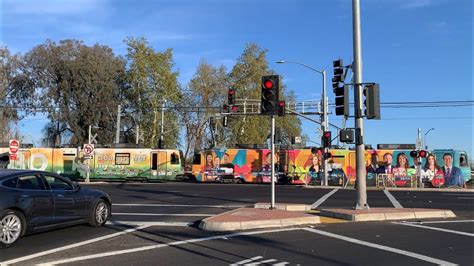 Sacrt Blue Line Light Rail Train Inbound Richards Blvd Railroad