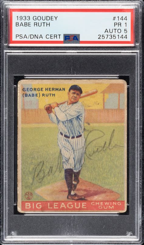 Signed 1933 R319 Goudey 144 Babe Ruth PSA DNA EX 5 REA Archive