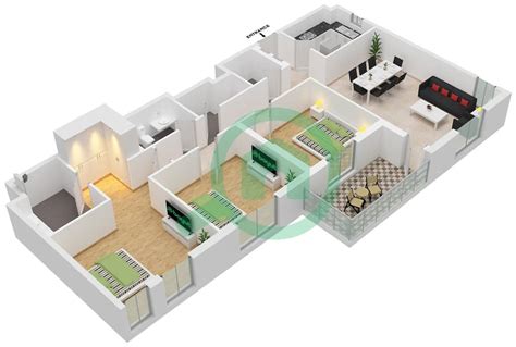 Floor Plans For Type Unit 3B 2M 3 Bedroom Apartments In Azure Beach